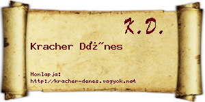 Kracher Dénes névjegykártya